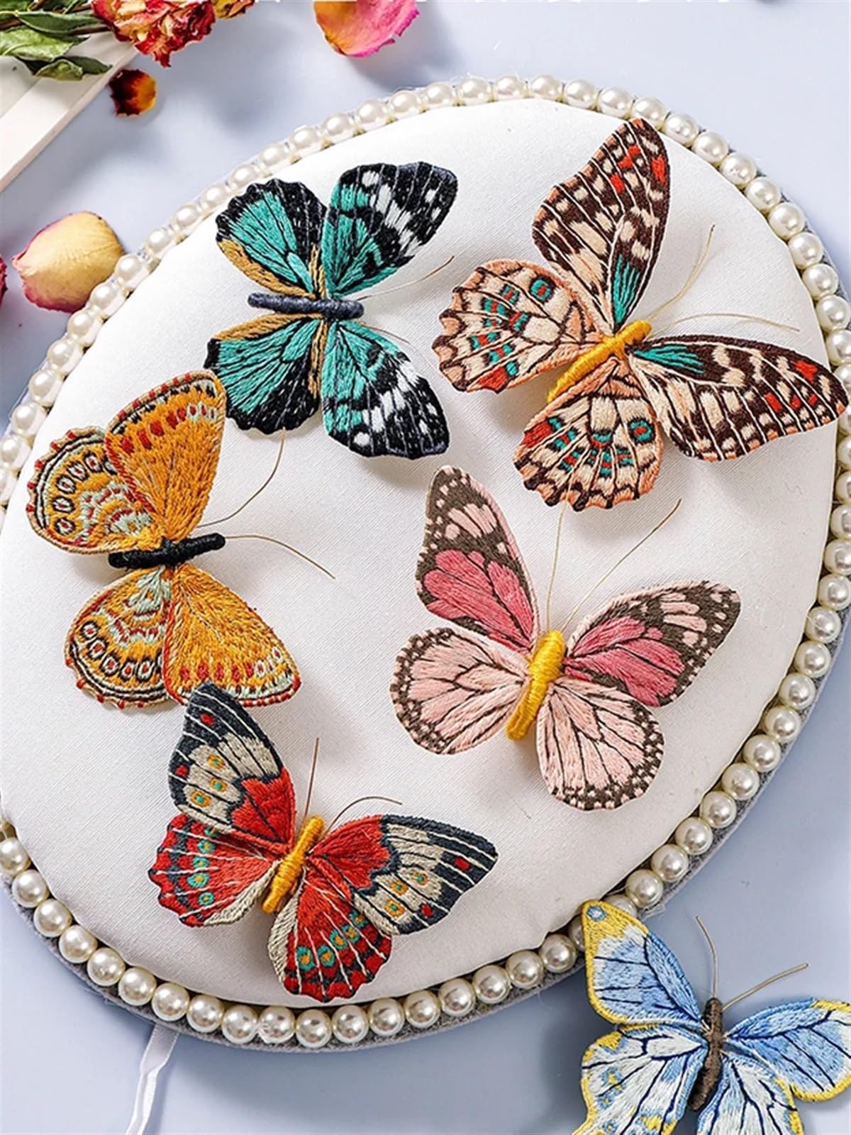 haft, Zestaw do haftowania, zestawy haftu motylkowego dla początkujących z zestawem broszki DIY obręczą(Embroidery Kit I)