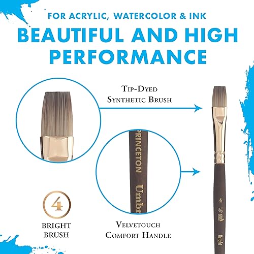 Miniatura 4 de Princeton Umbria - Brocha sintética de mango corto para acuarela, acrílico y óleo, serie 6250, brillante, 4