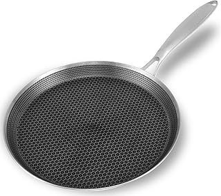 Crepe Pan Stainless Steel 10-inch with 1 Detachable Handle 2 Screws 1 Wrench 1-inch deep Nonstick Honeycomb Dosa Pan for Induction Cooker Gas Stove Ceramic(26cm (About 10 inches)
