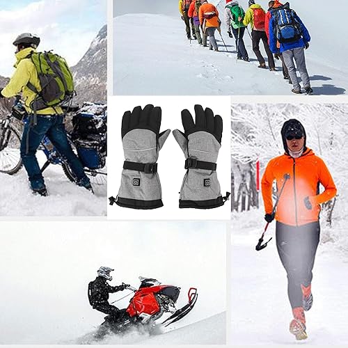 Miniatura 8 de plplaaoo Guantes térmicos impermeables para hombres y mujeres, guantes calefactables, guantes eléctricos de invierno con 2 cajas de batería, guantes