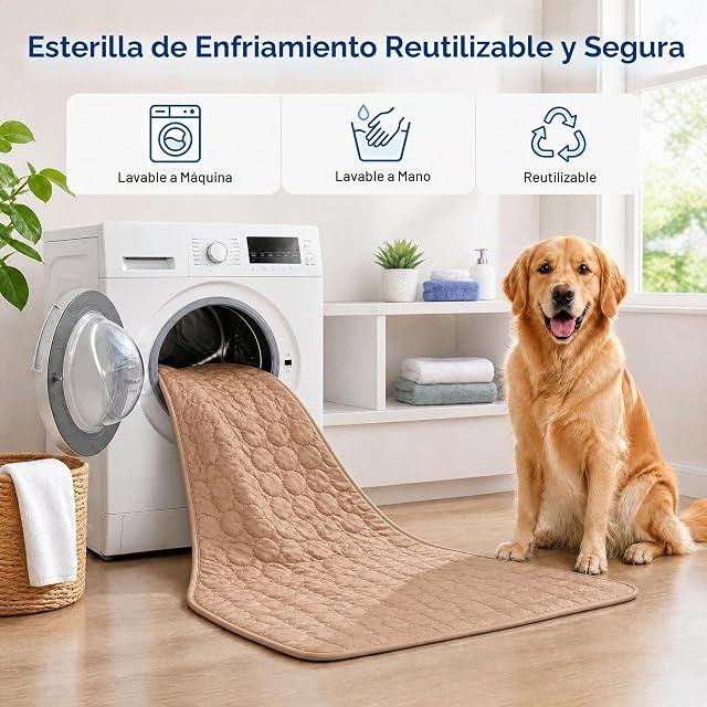 Foto 6 de 7 de BASVII Alfombra Refrescante para Perros y Gatos 100x70cm, Manta Refrescante para Perros Verano Sin Gel
