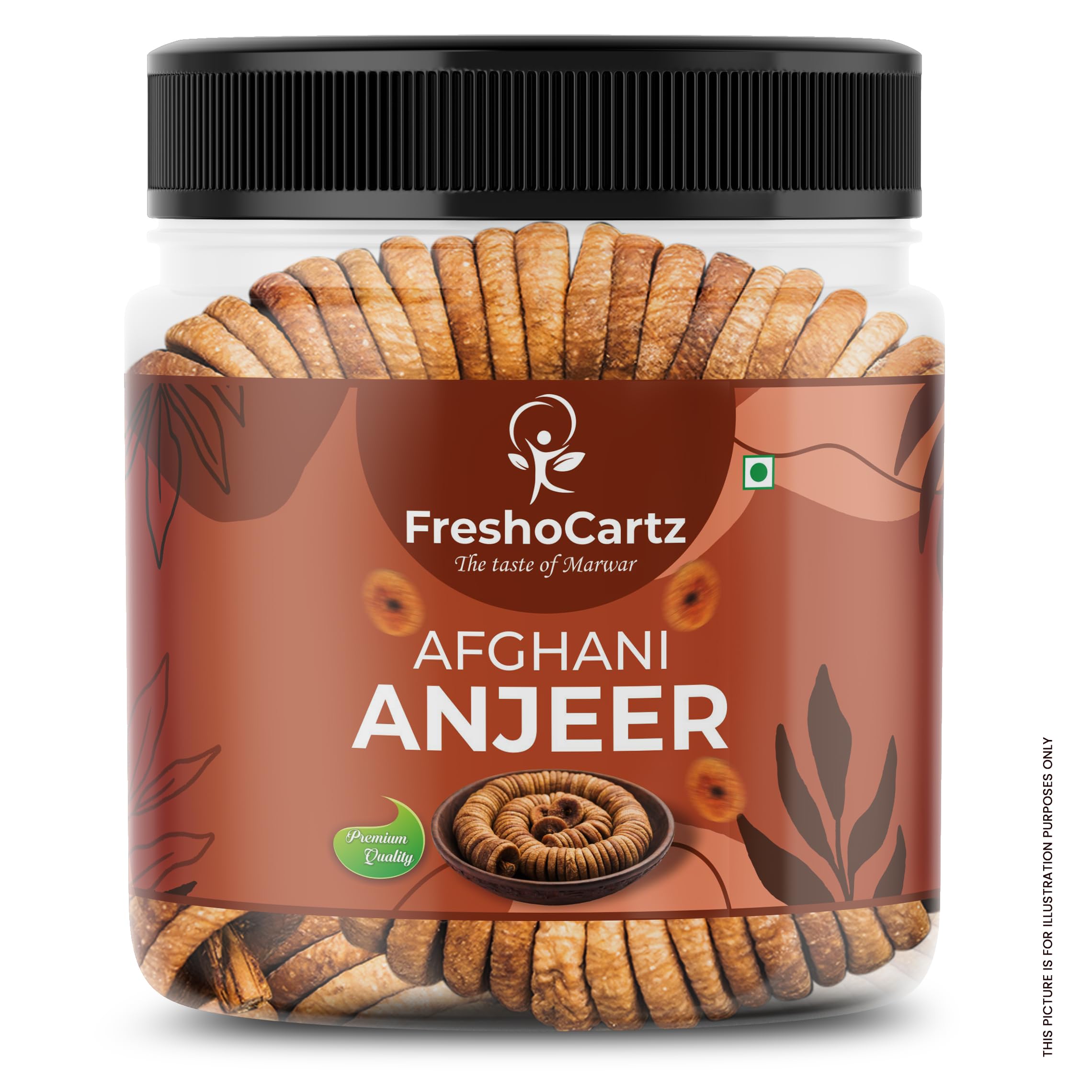 FreshoCartz Premium Dried Anjeer | Anjiran Dry Fruits | Rich Source Of Fibre & Calcium | Afghanistan Dried Figs - Jar Pack (500g (Pack of 1))