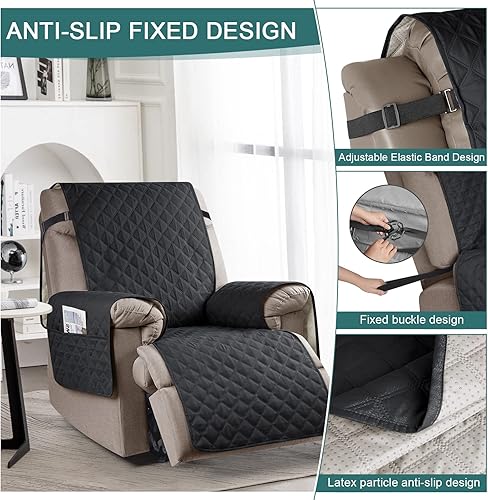 Miniatura 5 de Ruaozz Funda para silla reclinable 100% impermeable, antideslizante, de gran tamaño, para silla reclinable grande, lavable, con correas elásticas