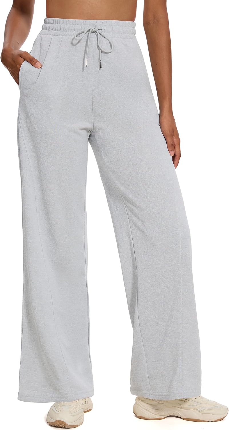 M MOTEEPI Women Sweatpants Wide Leg 30" Lounge Sweat Pants Casual Baggy Trousers with Elastic Waist Straight Leg - Image 2