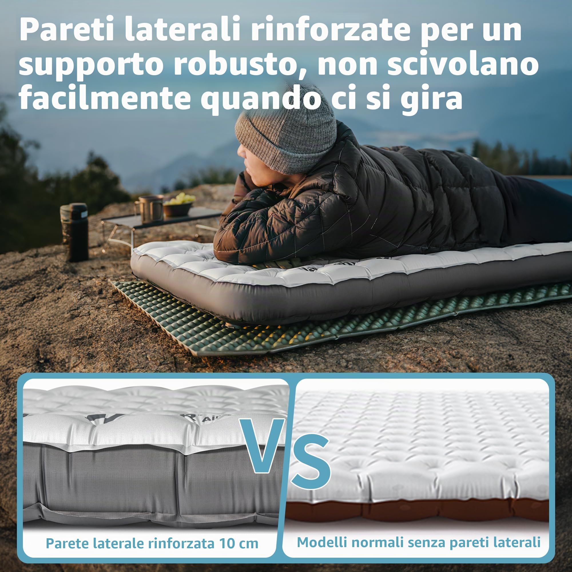 Naturehike Materassino gonfiabile 6.5R 186cm*58cm, Ultraleggero Campeggio Materasso, Durevole Materassino da Campeggio Portatile per Trekking Escursionismo
