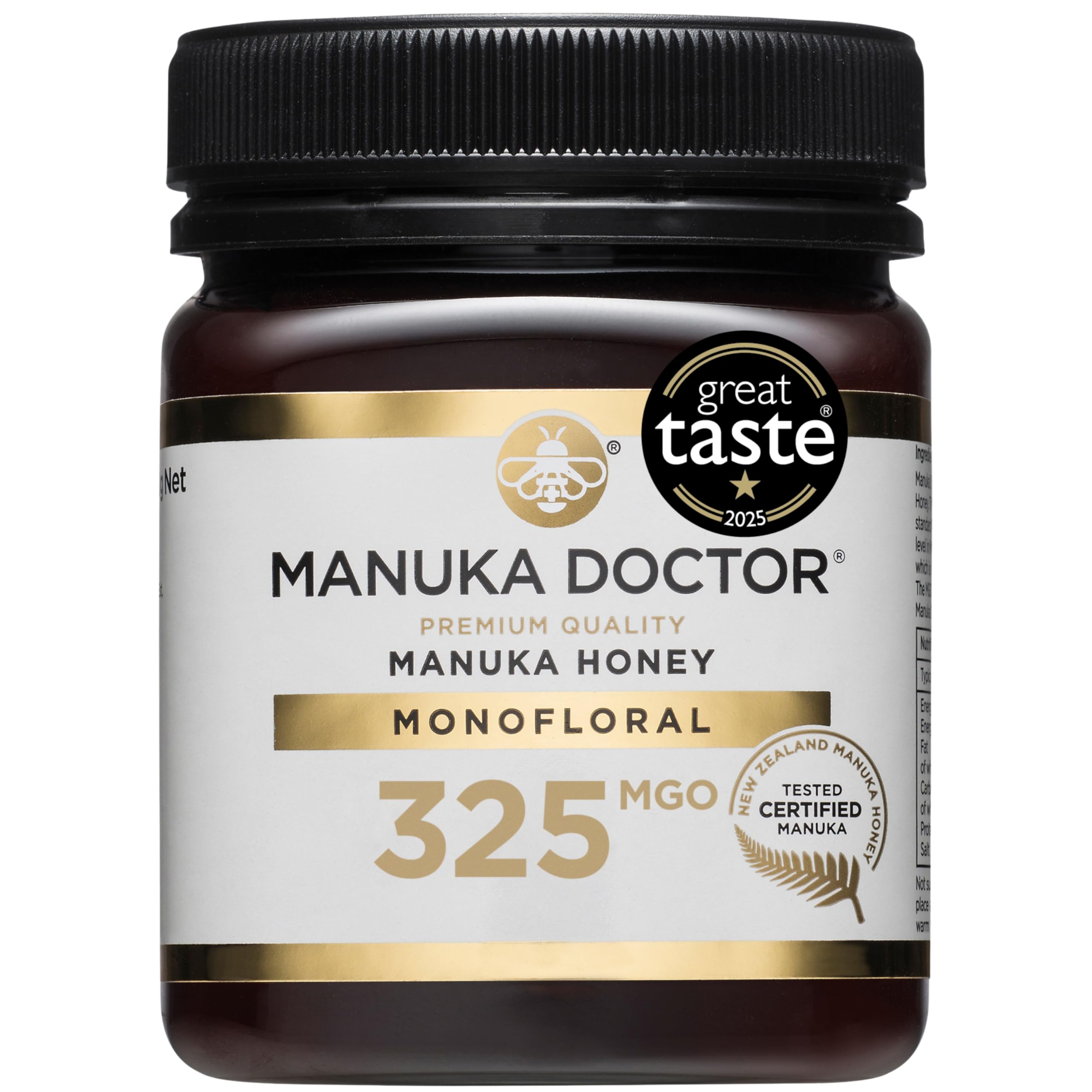 MGO 325+ Manuka Honey Monofloral | 250g | 100% Pure New Zealand Honey | Certified RAW | Non-GMO | Independently Lab Tested | Hive to Home Traceable