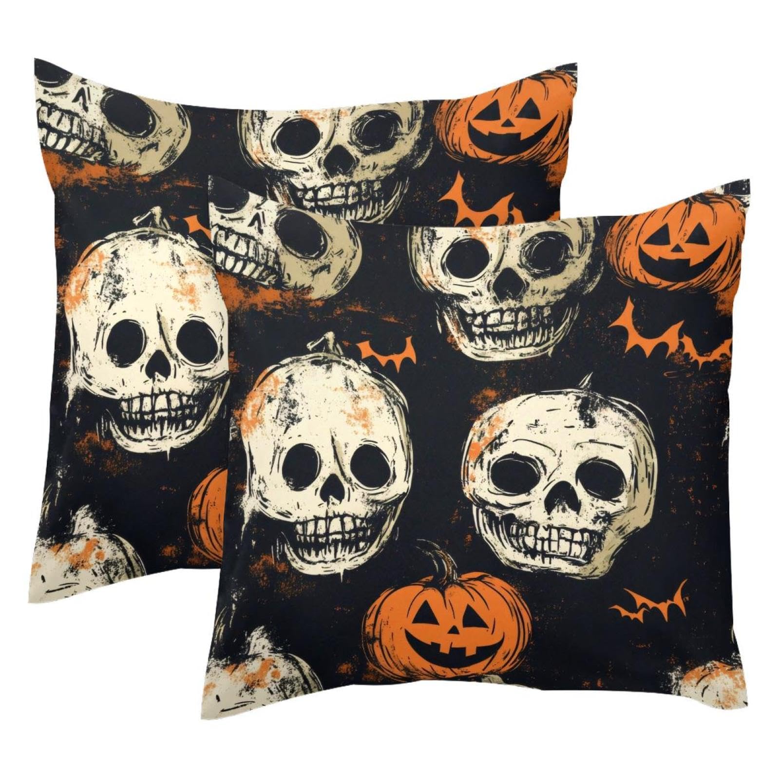 Housses de coussin Halloween velours double face décoratif citrouille 50x50