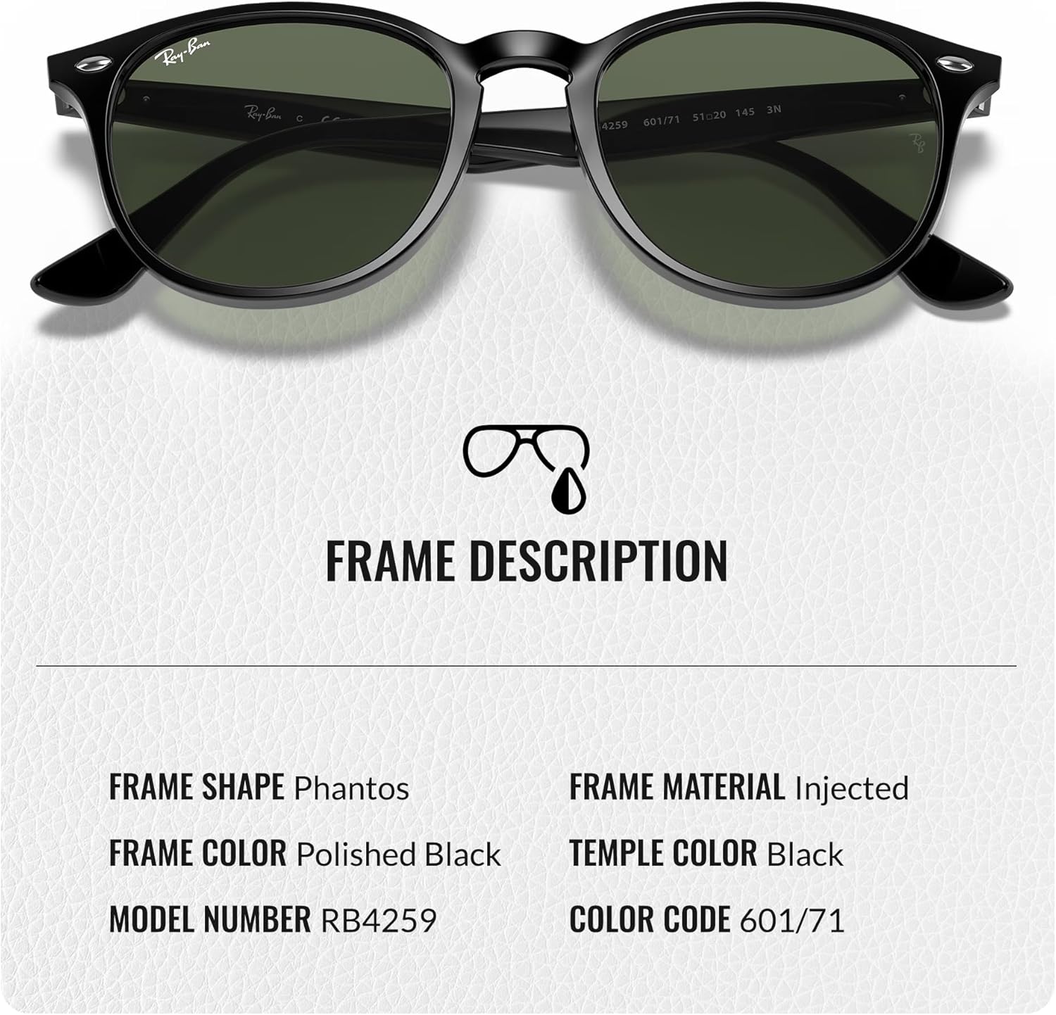Ray-Ban RB4259 Phantos Shaped Sunglasses for Men & Women with Official RAYBAN Eyewear Kit - Image 3
