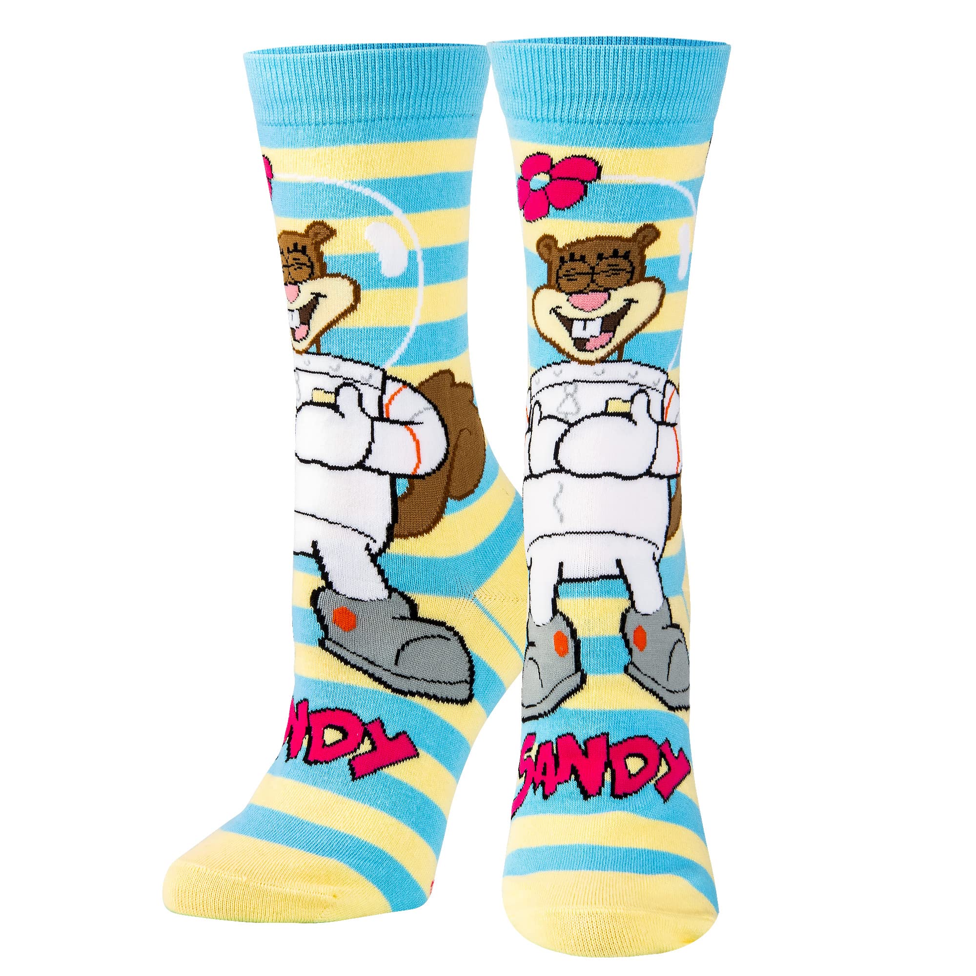 Odd Sox, Nickelodeon SpongeBob Cartoon Socks, Sandy Cheeks, Fun Novelty Women's Crew, Large