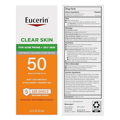 Miniatura 9 de Eucerin Sun Oil Control SPF 50 Face Sunscreen Lotion with Oil Absorbing Minerals 25 Fl Oz Bottle