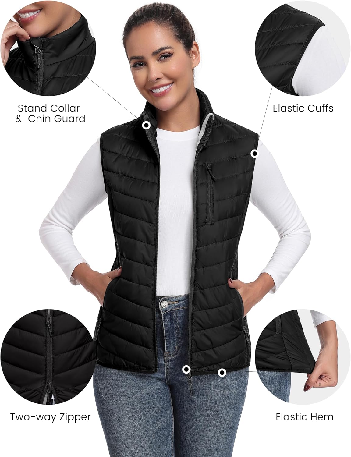 Little Donkey Andy Women's Lightweight Packable Puffer Vest Outerwear Warm Sleeveless Winter Jacket for Golf Hiking - Image 3