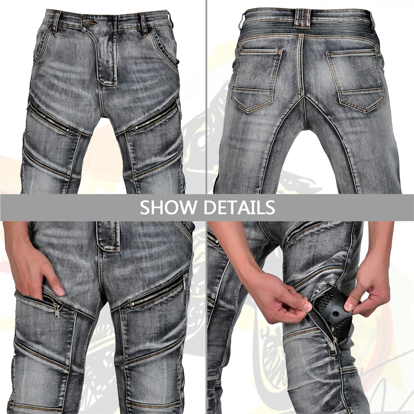 Motorcycle Riding Protective Pants For Women With 4 X CE Armor High Waisted Retro - View #3