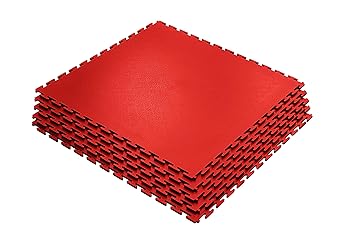 Garage and Gym Floor Tiles, Ecotile - Anti-Slip PVC Interlocking Flooring (16Tiles/4sqm, Red)