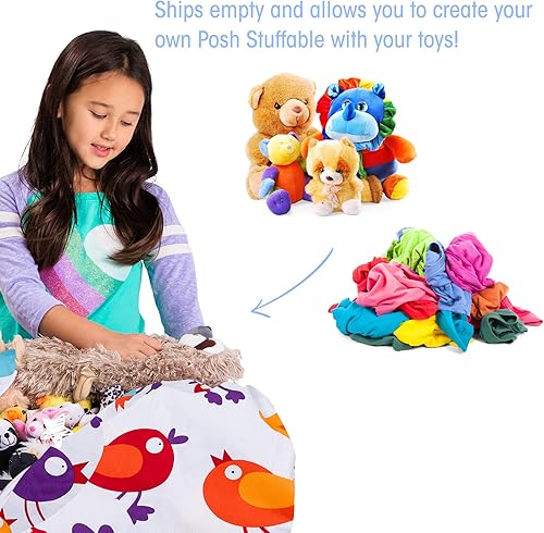 Miniatura 193 de Posh Funda de Silla Puf Rellenable para Almacenamiento de Animales de Peluche para Niños - Organizador de Juguetes Infantiles, Grande-38 - Lona
