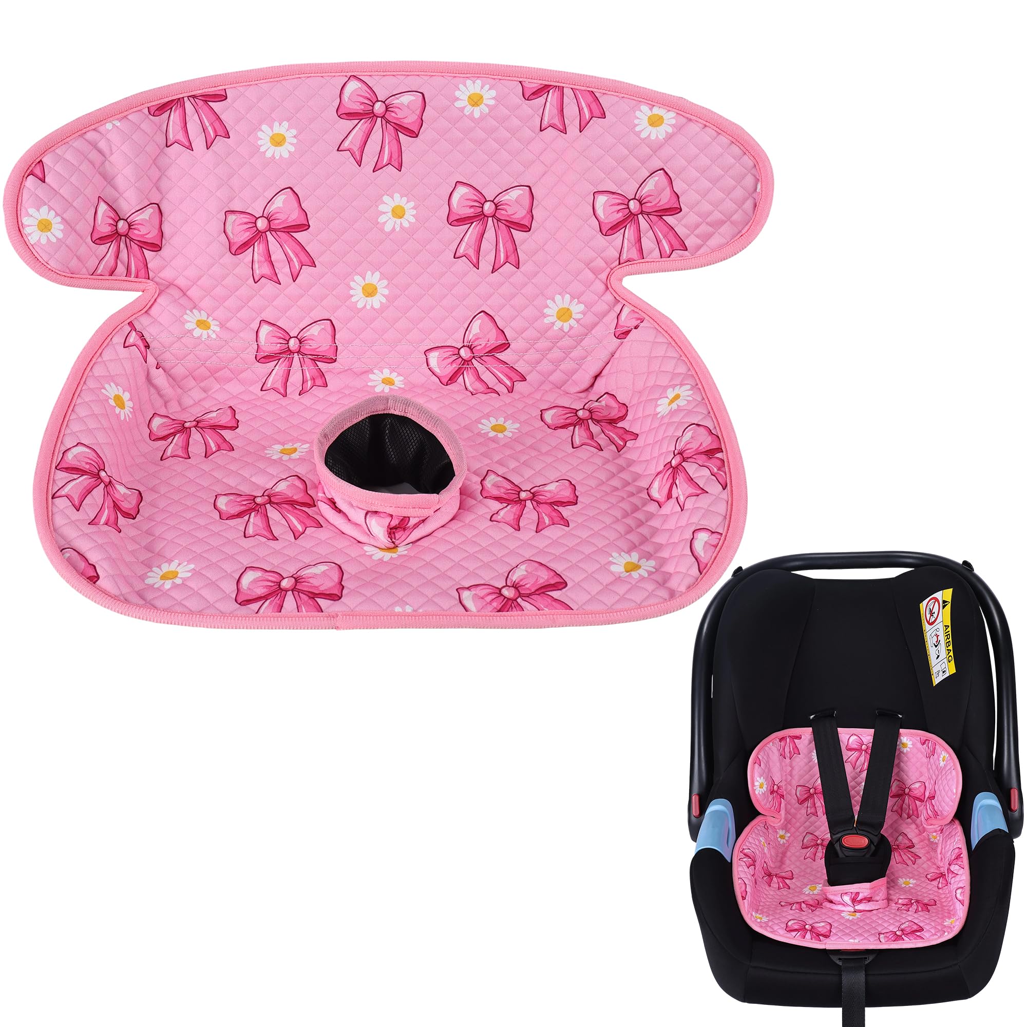 LITTOBEBE Piddle Pad Car Seat Liner, Waterproof Soft Car Seat Protector for Potty Training, (Pink Bow)