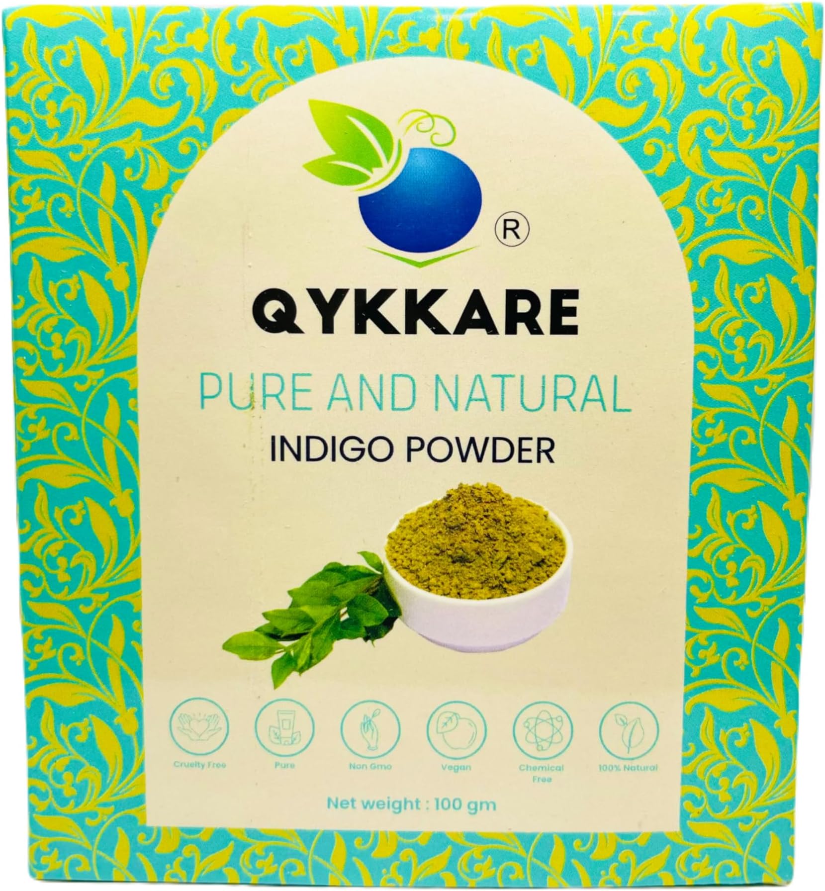 QYKKARE Premium Indigo Leaf Powder for Black Hair (Natural Hair Color chemical free) (100Grams)