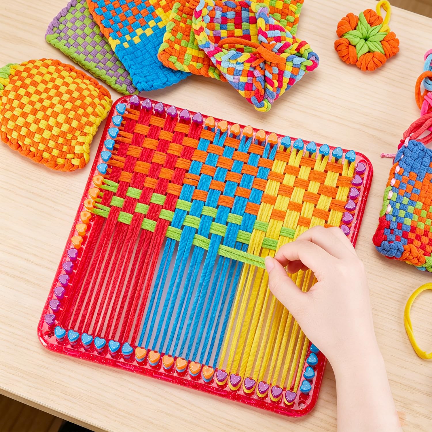 daheypong Kit di telaio per tessitura, arte e artigianato per bambini e adulti, kit di tessitura con 300 anelli artigianali, per realizzare presine artigianali e braccialetti dell'amicizia, regalo