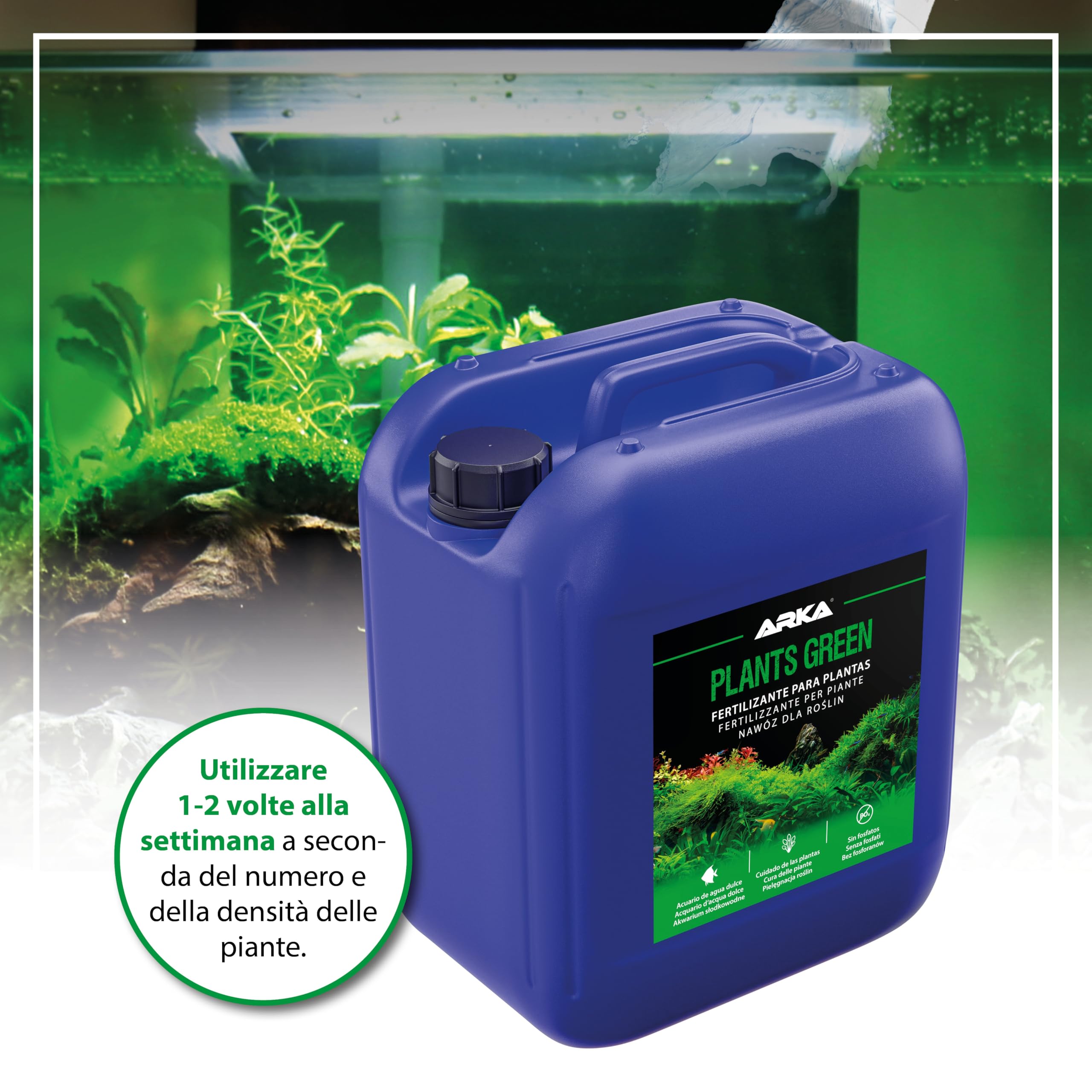 Fertilizzante piante acquario 5 L – Plants Green – per acquari grandi e impianti intensivi – ferro, vitamine, oligoelementi – crescita forte, scorta conveniente – uso professionale