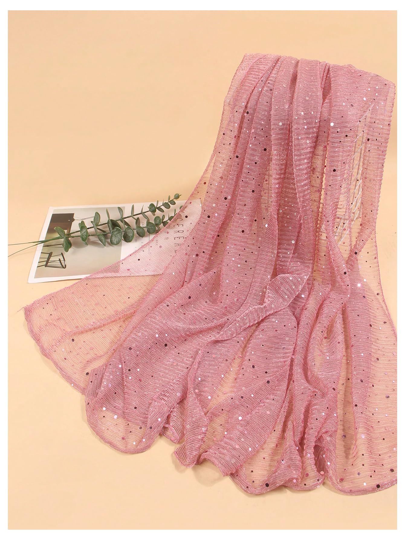 Floerns Pañuelo cuadrado de lentejuelas para mujer, bufanda de seda, chal de malla y envoltura para vestidos de noche