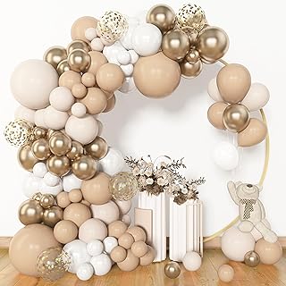 153 Stück Luftballon Girlande Weißsand Bogen Kit, Ballongirlande Beige Weiße Cremegold Latexmetallisch Konfetti Luftballons Ballonbogen für Boho Neutral Party Hochzeit Geburtstag Deko