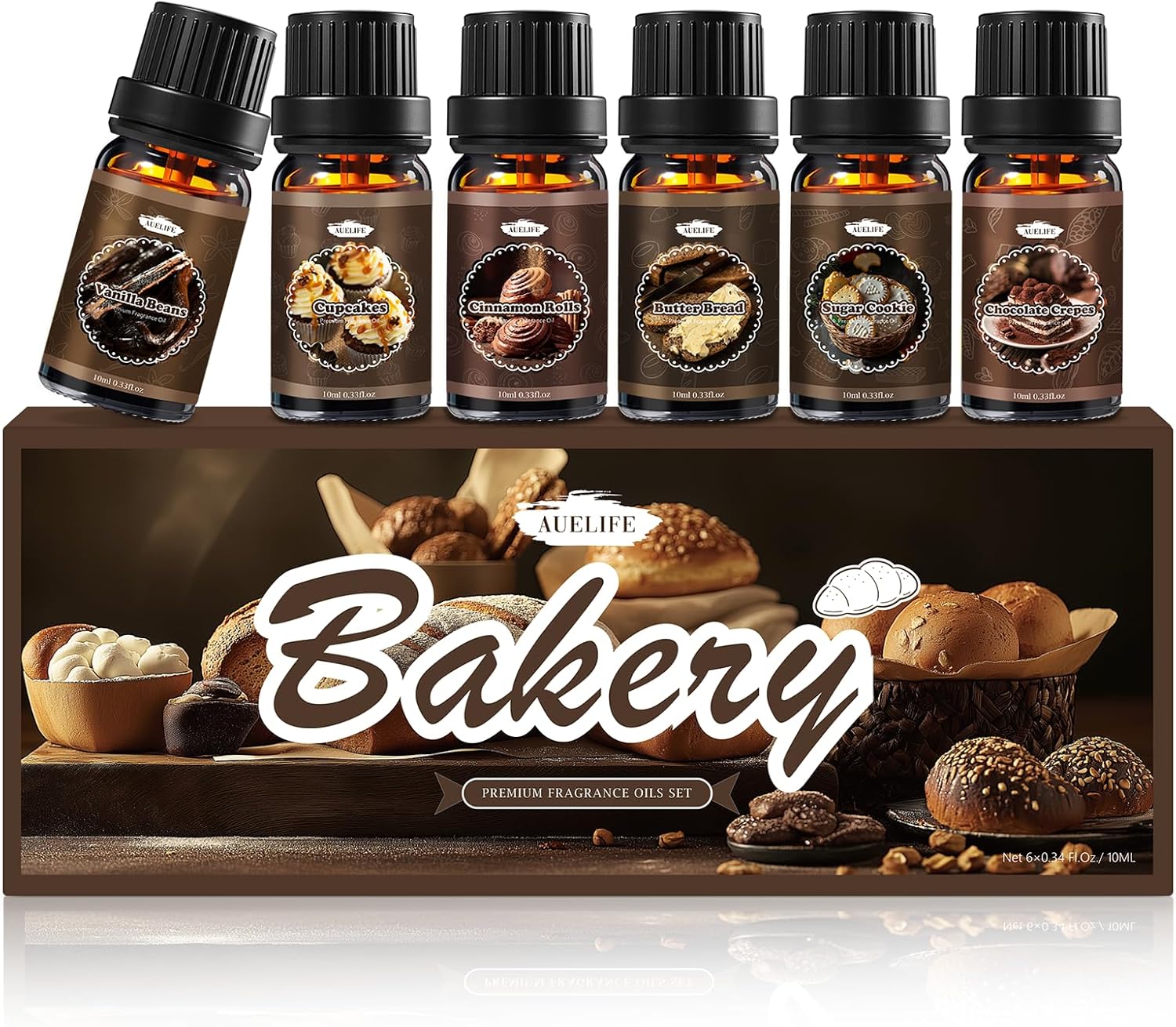 Bakery Essential Oils Set, Fragrance Oil for Diffusers for Father’s Day, Candle Making, Aromatherapy Scented Oil Gift for Men – Vanilla Bean, Cookies, Chocolate Crepes, Cupcakes, Cinnamon Rolls, Bread