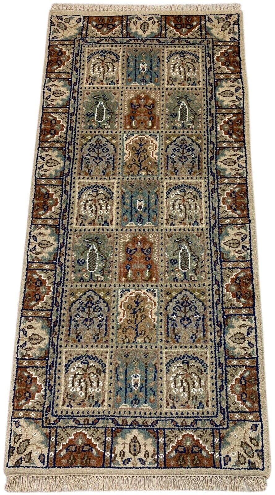 Beżowy dywan wełniany, ręcznie tkany dywan orientalny 100% żywa wełna 70 x 150 cm B01