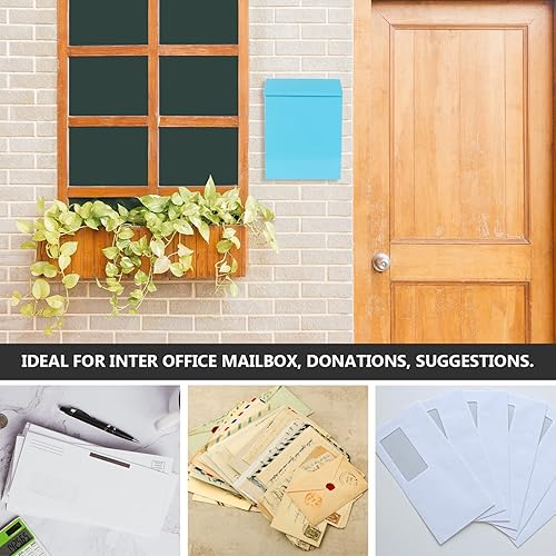 Miniatura 2 de Housoutil Buzón de estaño blanco cajas blancas soporte para correo de montaje en pared, buzón a prueba de agua, buzón de sugerencias de metal, buzón