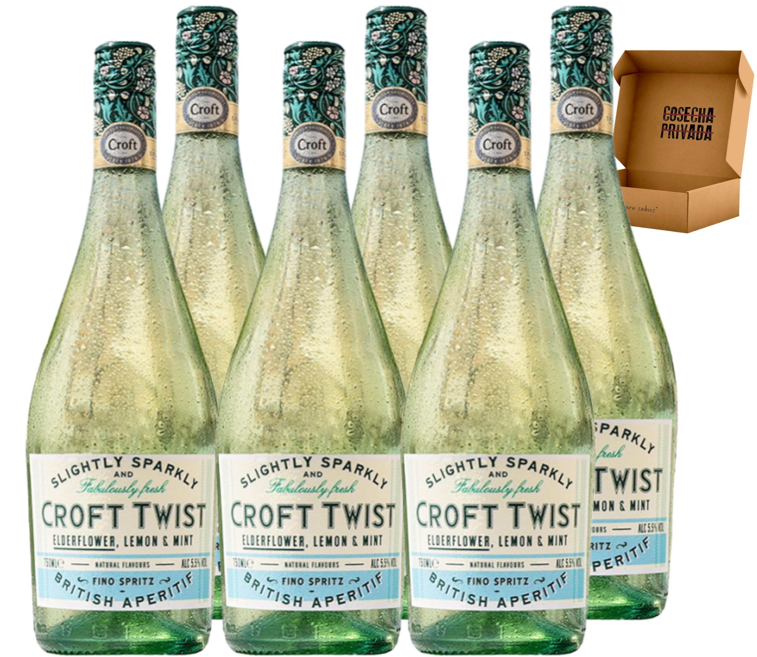 Croft Twist - Envio 24 h - Fino Spritz - El vino más refrescante - Fina Burbuja - Slightly Sparkly - Vino Blanco Espumoso (6 x Bot. 75 cl) - 6 Croft Twist