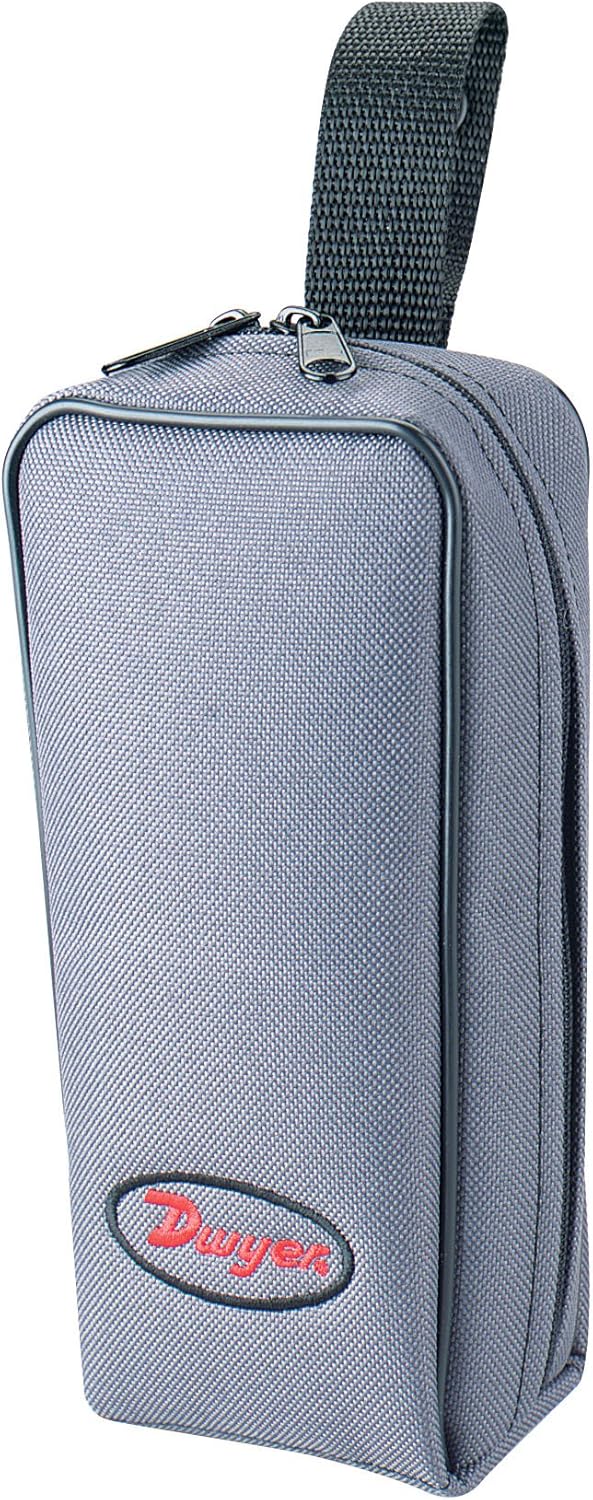 A-402A Dwyer Carry Pouch for Dwyer Digital Manometers. Durable, Padded Nylon, Double-Zippered Case with Belt Loop. Fits Dwyer Manometer Series 475, 476A, 477AV, 477B. Genuine Dwyer.
