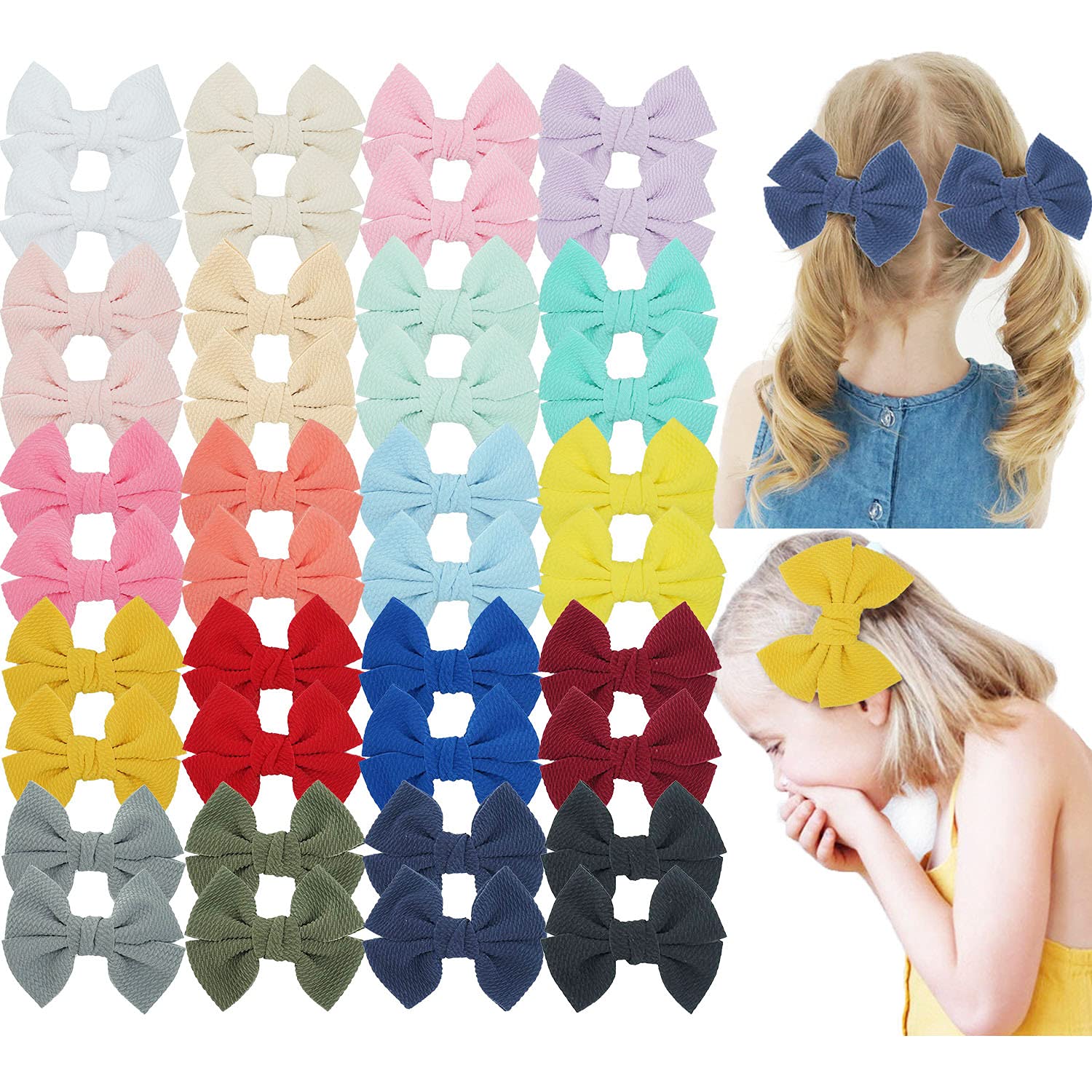 DeD 40 Pieces Baby Girls Hair Bows Clips Baby Barrettes Hair Accessories for Little Girls Toddlers Kids Teens In Pairs