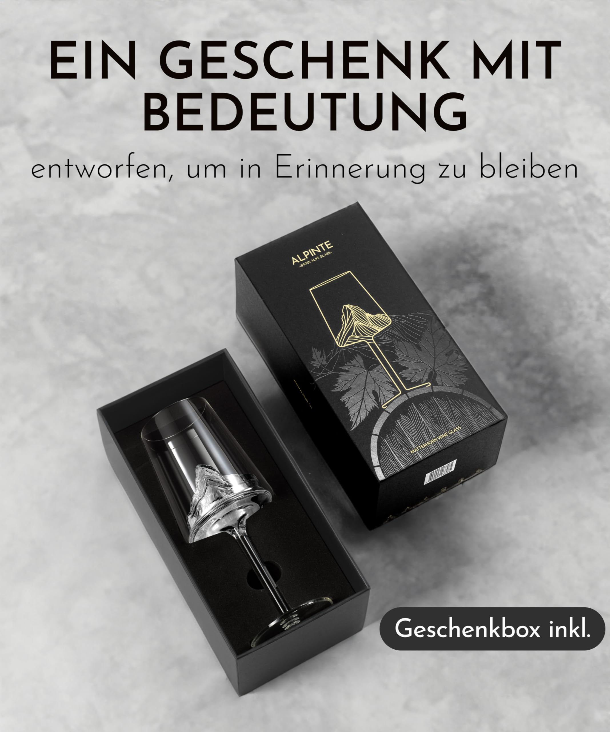 Premium Weinglas (1er), Handgefertigtes Borosilikatglas mit bergen drin, Spülmaschinenfest, Weißweinglas, Rotweinglas, Cocktail glas
