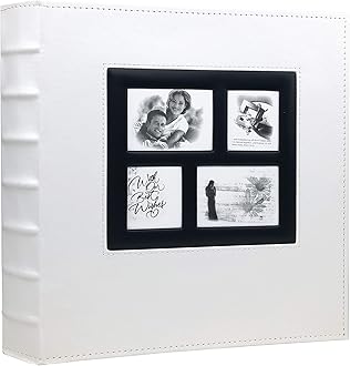 RECUTMS Photo Album 4x6 Holds 500 Photos Black Pages Large Capacity Leather Cover Wedding Family Baby Photo Albums Book Horizontal and Vertical Photos (White)