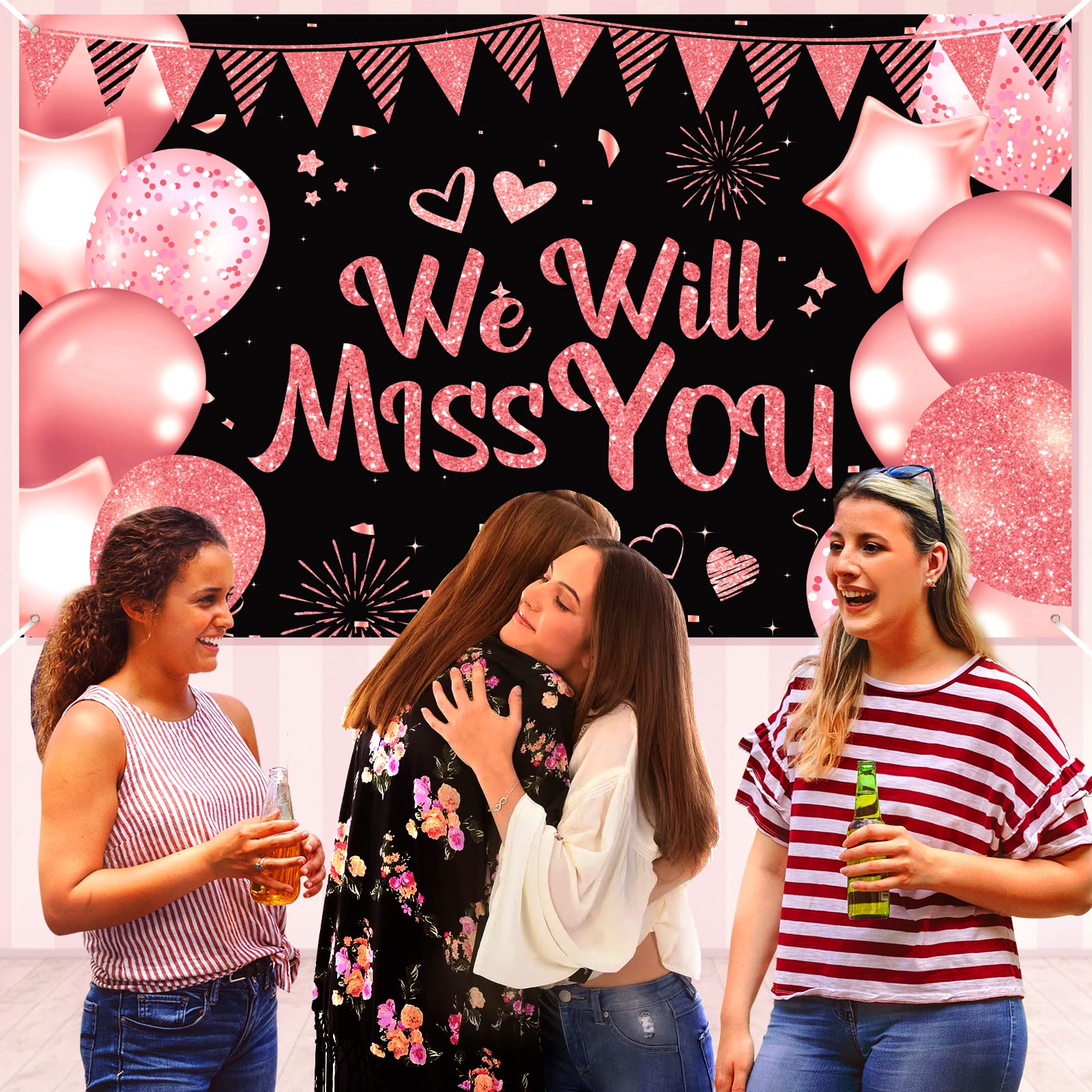 Kit Decorazioni Addio 'We Will Miss You' - Completo Di Striscioni, Palloncini E Cuori Per Feste Di Pensionamento, Laurea E Ufficio