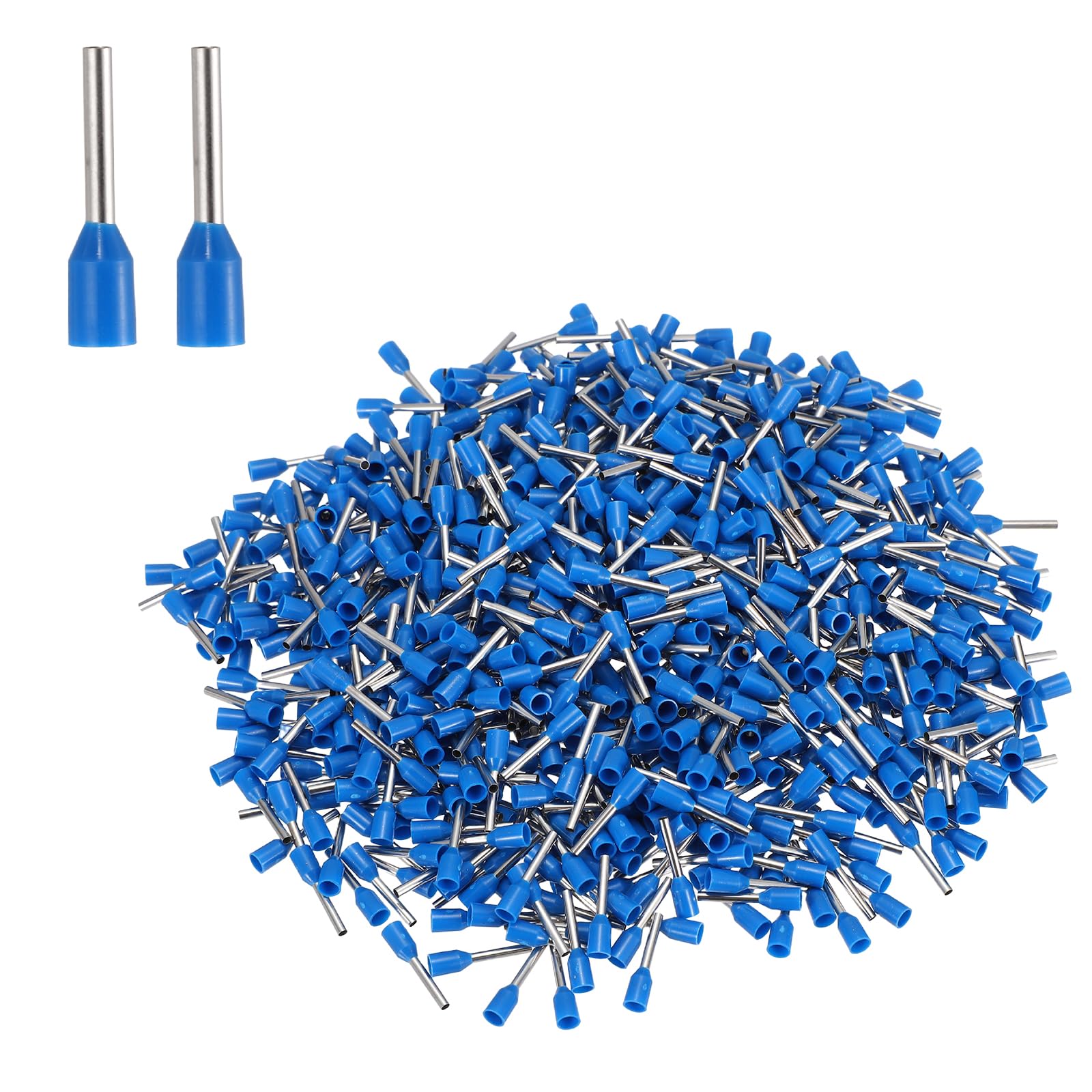 sourcing map 1000Pcs AWG18 Wire Ferrules Crimp Terminal, VE 10-10 Copper Insulated Ferrule Crimping Connectors Kit for Stranded Wire, Electric Power Industrial Control System(Blue)