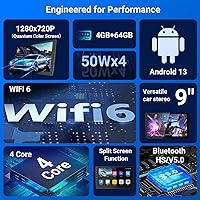 Vista 4 de Estéreo de auto con Android de 9 pulgadas, doble Din, CarPlay inalámbrico y Android Auto, pantalla táctil universal estéreo para automóvil con WiFi
