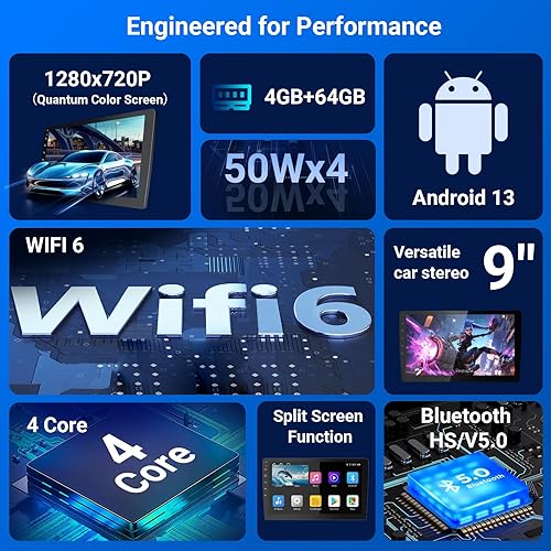 Miniatura 4 de Estéreo inalámbrico de 9 pulgadas con Bluetooth, CarPlay inalámbrico, Android Auto, WiFi 6, pantalla táctil HD 1280 x 720, almacenamiento de 4+64