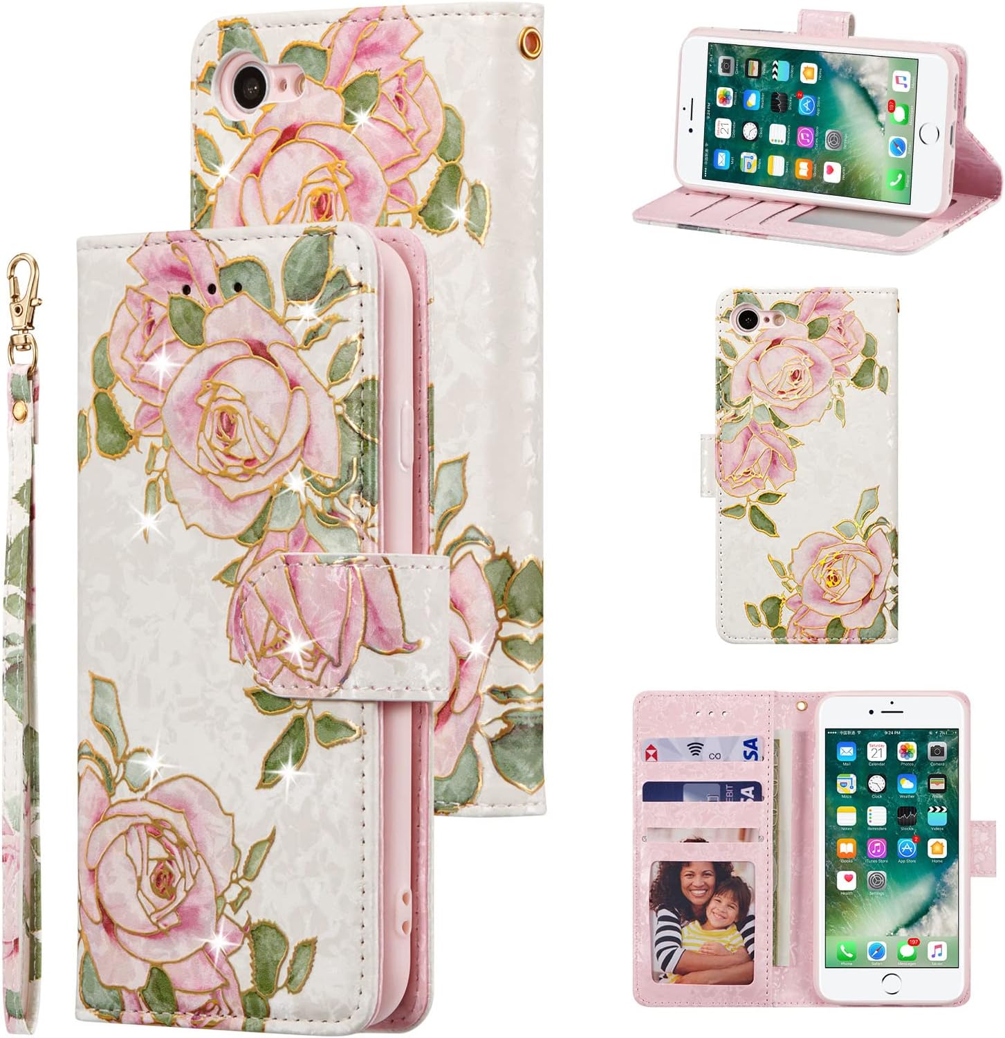 UEEBAI Wallet Case for iPhone SE 2022 5G/iPhone 7/iPhone 8/iPhone SE