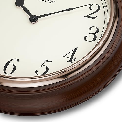 Miniatura 4 de Westclox Reloj redondo de grano de madera, 15.5 pulgadas, oscuro