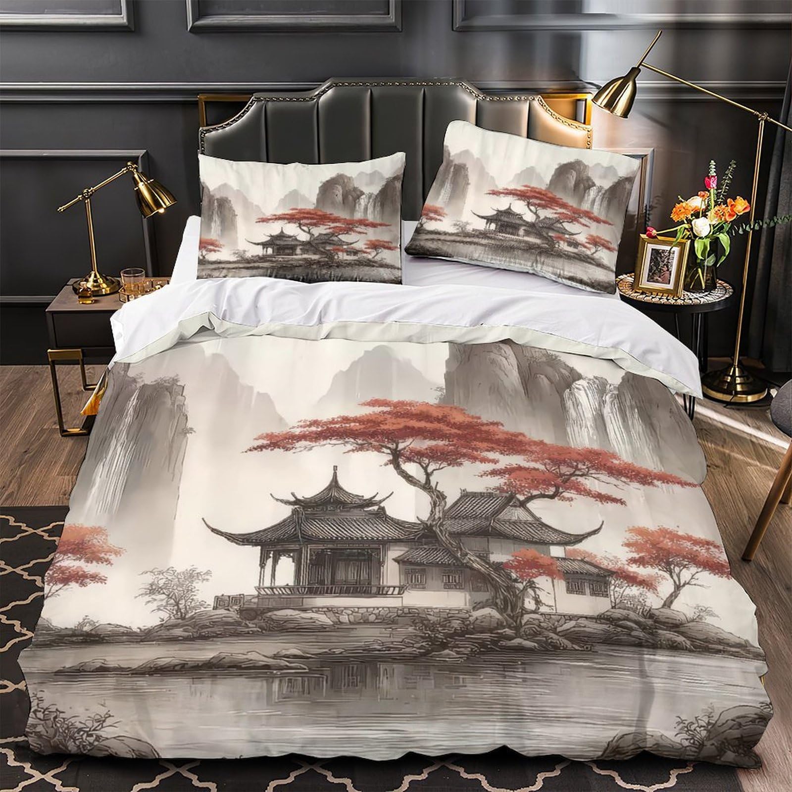 Housse de couette tigre de Sibérie king size 220x240 cm en microfibre