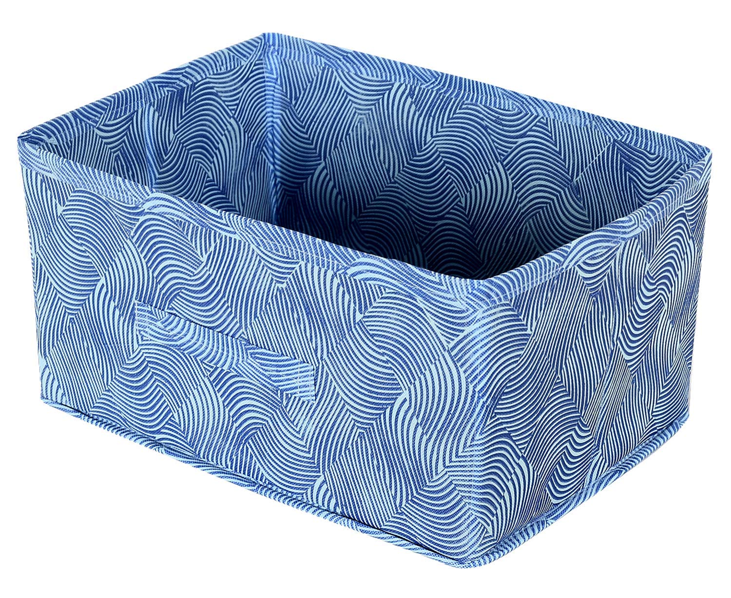 Rectangular Storage Box/Closet Organizer Box with Handle|Metalic Lahriya Print & Foldable non Woven fabric (Blue)-HHEART15994