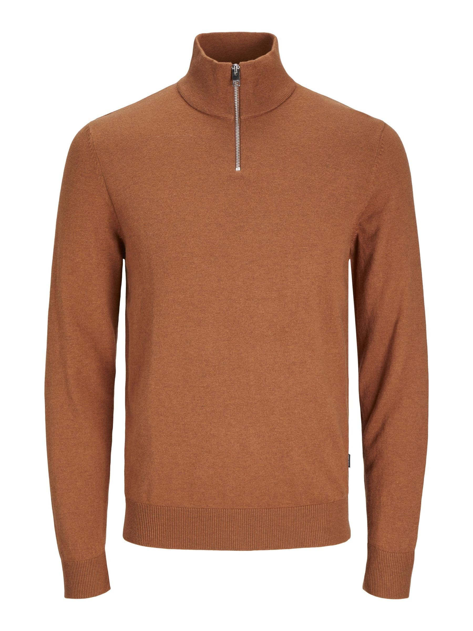JACK & JONES Men's Jjeemil Knit Half Zip Noos Jumper, Mocha Bisque, XS