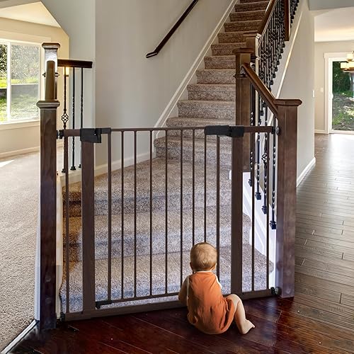 Miniatura 8 de Babelio Puerta transparente para bebé, puerta de 29 a 40 pulgadas para puertas, cierre automático para perro/mascota, acrílico moderno, elegancia