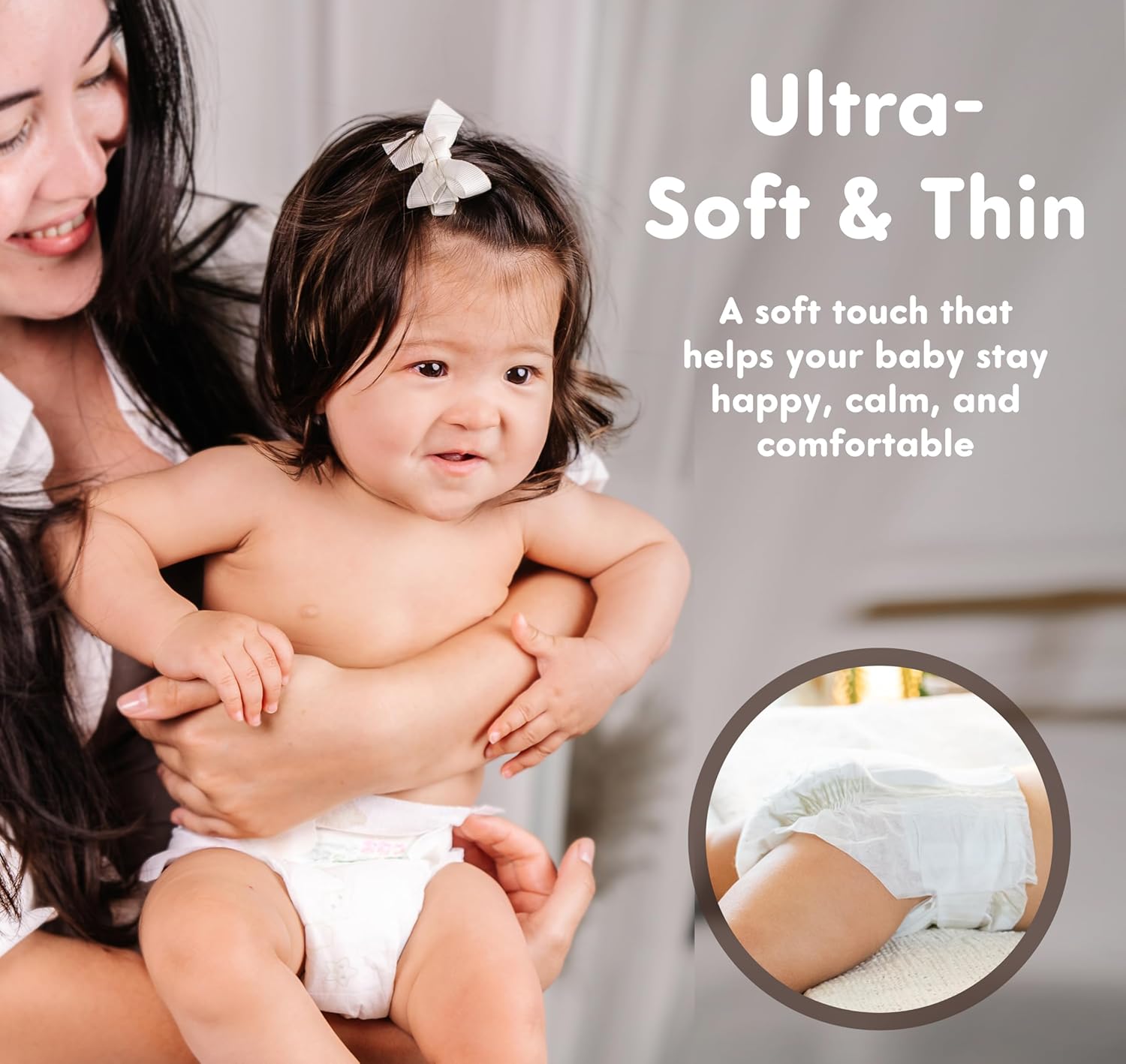 MANEKI BABY Diapers, Size 2 (9–18 lbs), 132 Count, Super-Soft, Ultra-Thin & Highly Absorbent, Hypoallergenic, Fragrance-Free for Sensitive Skin, Breathable, Day & Night Leak Protection (Pack May Vary) - Image 2