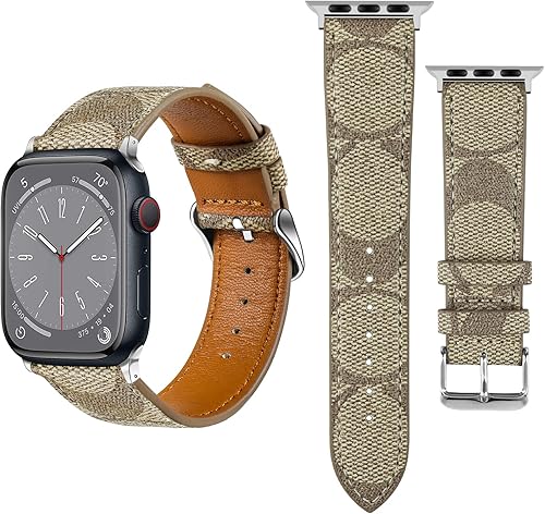 REYUIK Leather Band Compatible with Apple Watch iWatch 38mm 40mm 41mm 42mm 44mm 45mm 49mm Women Men, Luxury Designer Retro Leather Wristband for REYUIK Leather Band Compatible with Apple Watch iWatch 38mm 40mm 41mm 42mm 44mm 45mm 49mm Women Men, Luxury Designer Retro Leather Wristband for