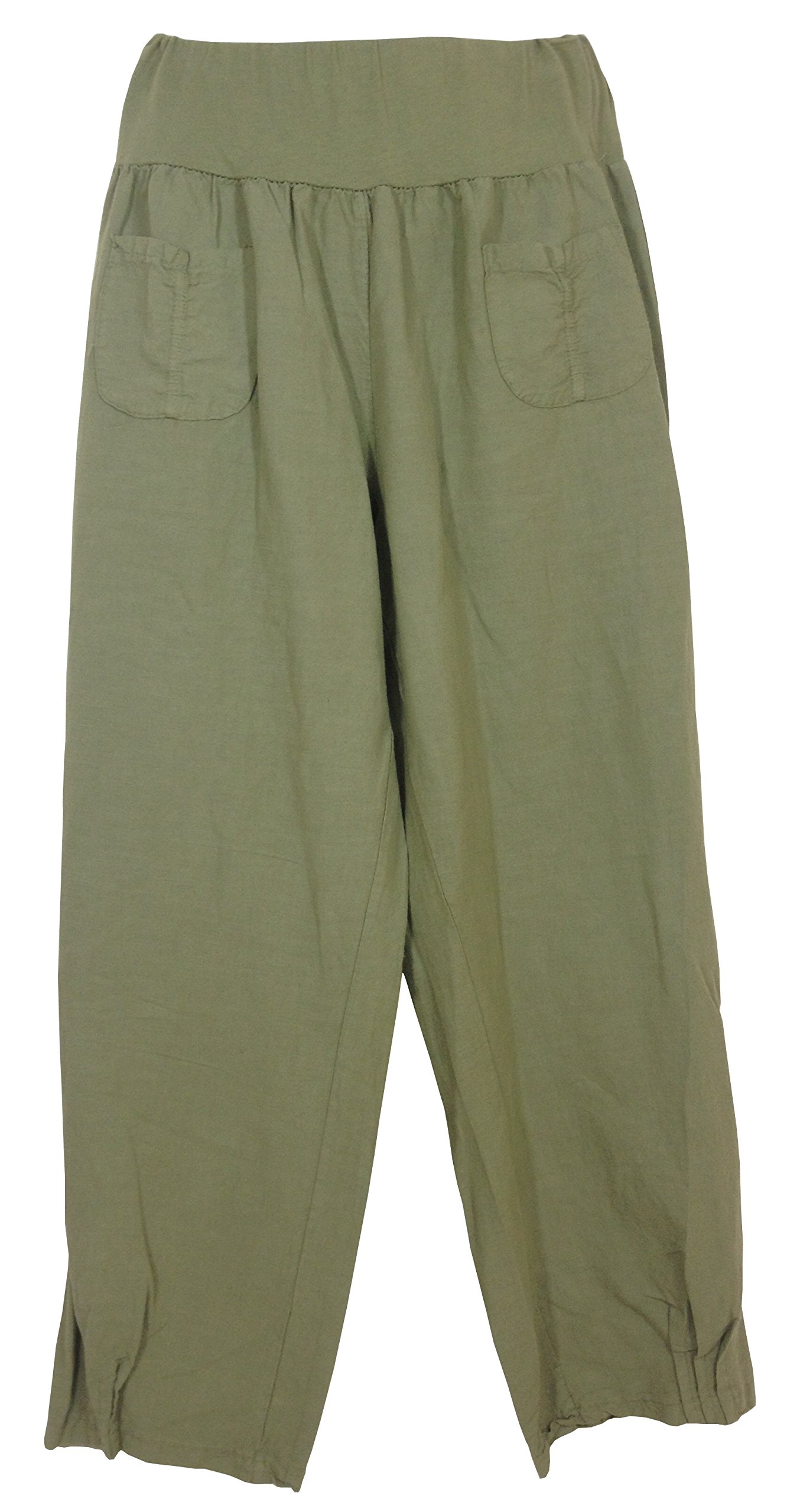 Vexcon Women's Reed Linen Trousers With Elastic Waistband. Made In Italy