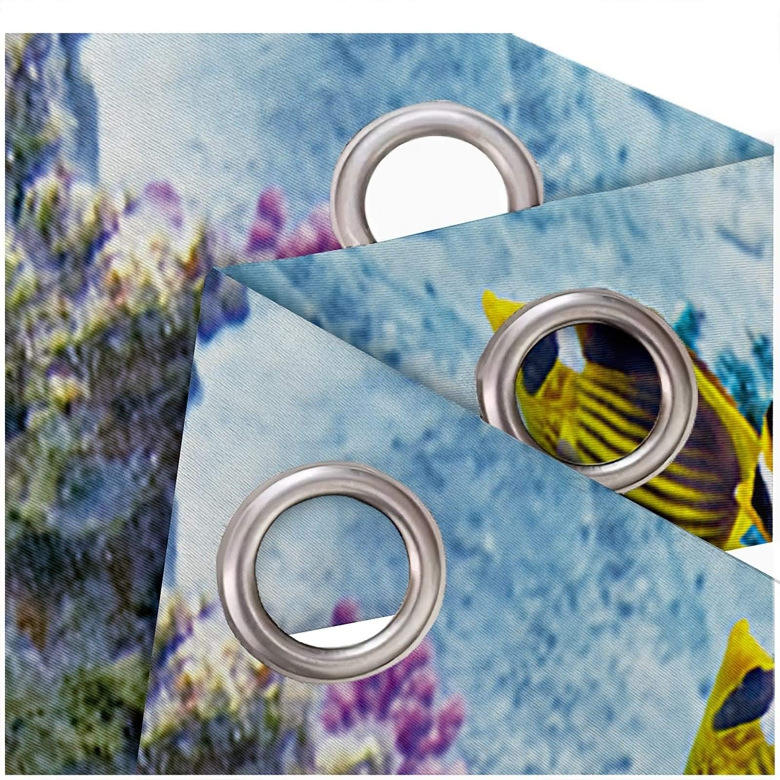 KnSam Rideaux Occultants Imprimé Moderne pour Chambre Salon, 137x183CM x 2PCS, Rideau Imprimé Monde sous-Marin Violet Bleu