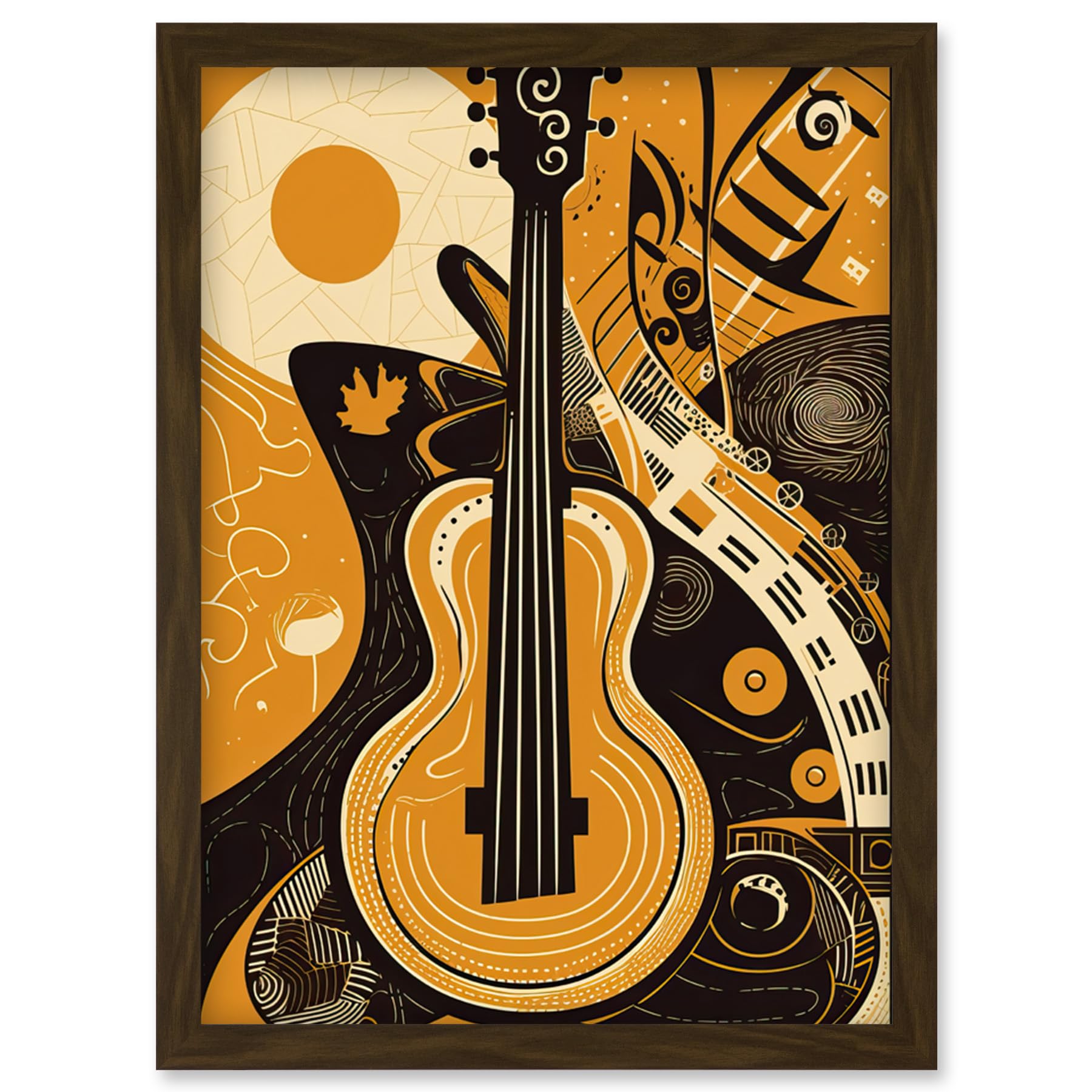 Artery8 Abstract Guitar Music Poster Graphic Illustration Artwork Framed Wall Art Print A4