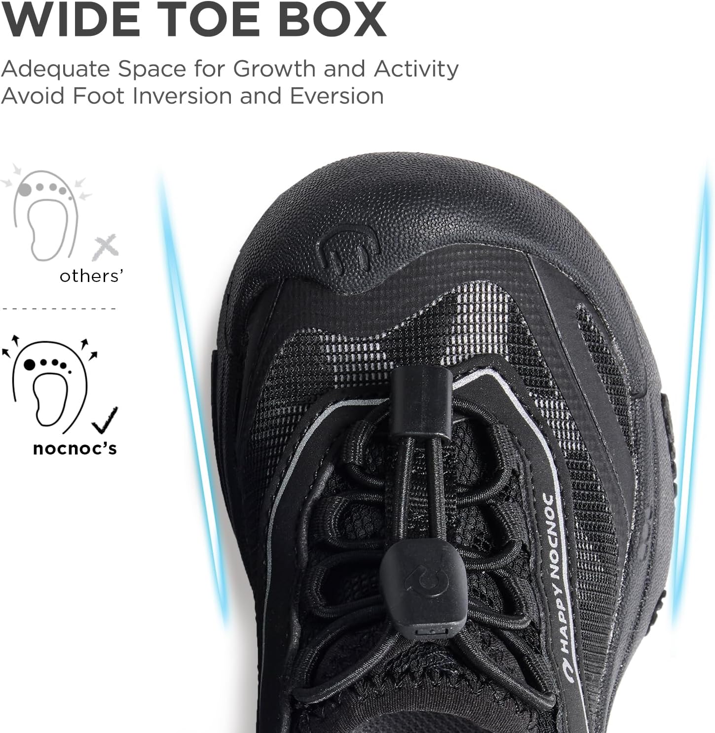 HAPPY NOCNOC Kids Shoes, Boys and Girls Sneakers with Self-Developed High-Breathability Tech Fabric, Quick-Dry Water-Friendly Non-Slip Shoes for Beach, River, Trail, and Outdoor Activities