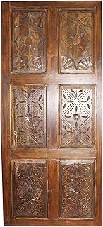 Mogul Interior Antique Carved Door Panel Hand Carved Wooden Barn Door