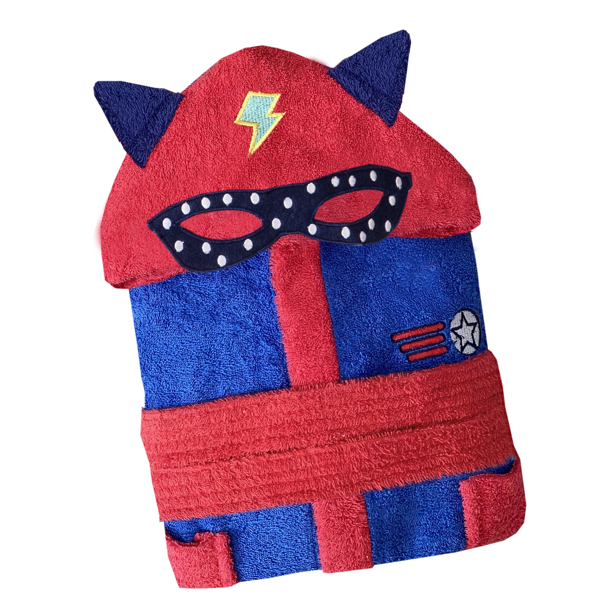 LEBENGOOD - Peignoir Enfants adolescents 100% Coton OEKO-TEX - 2 Poches, Ceinture, Capuche, Peignoirs en peluche très doux avec broderies pour enfants